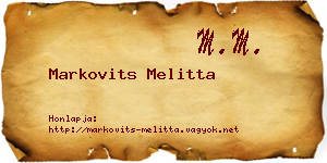 Markovits Melitta névjegykártya